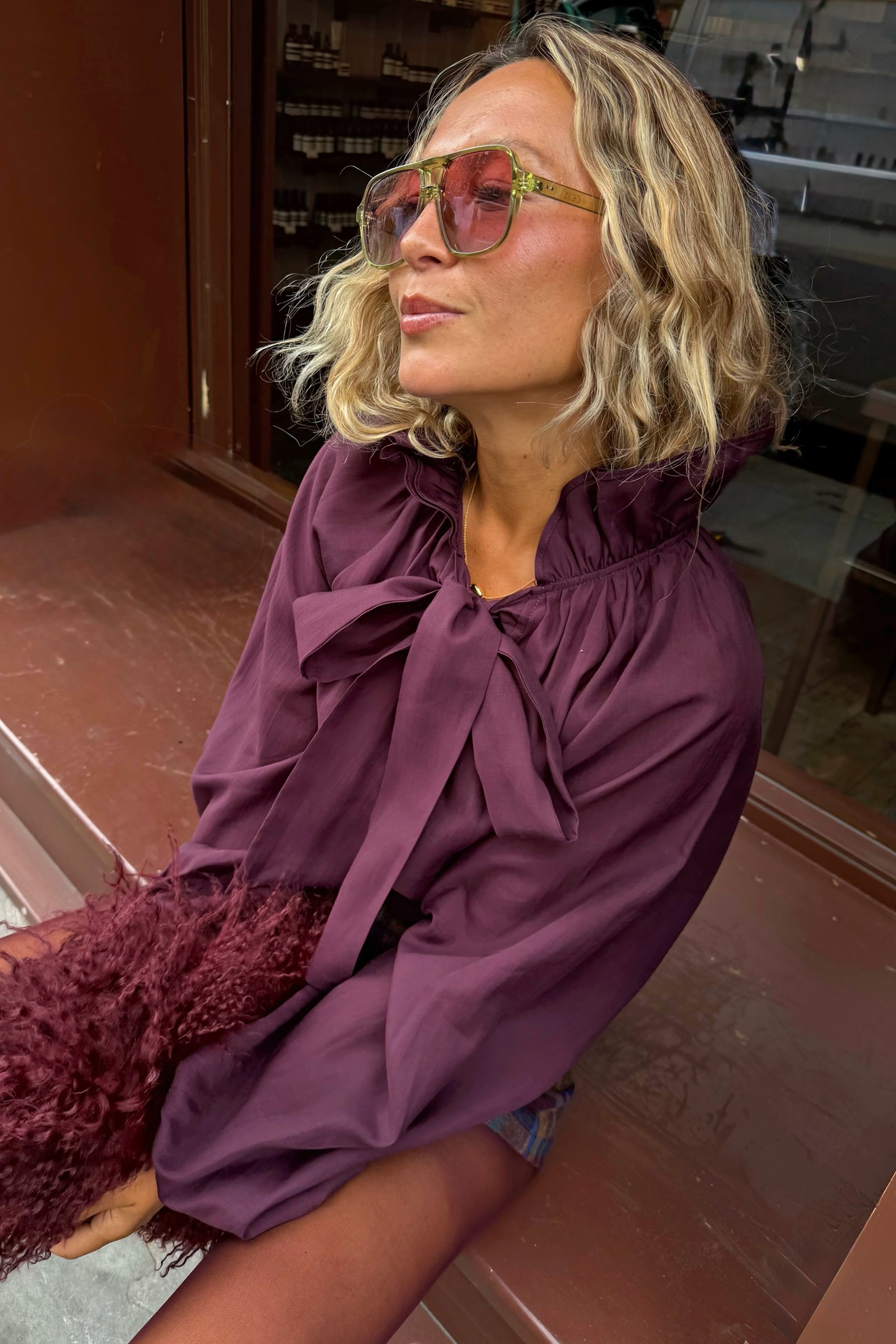 Burgundy Ruffle Shirt view 3