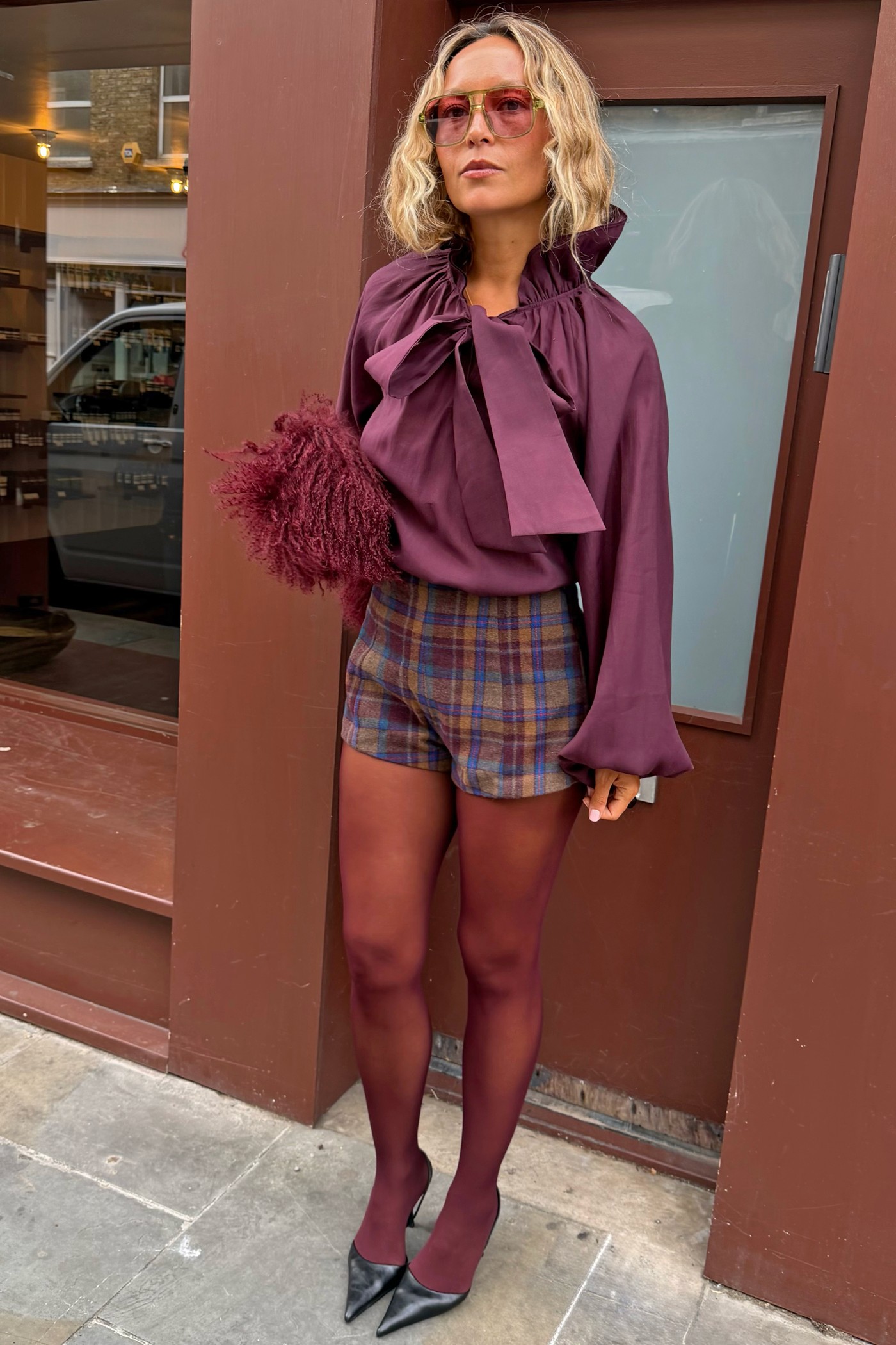 Burgundy Ruffle Shirt view 4