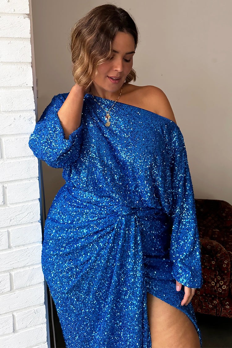 Blue Sequin Tilly Top view 4