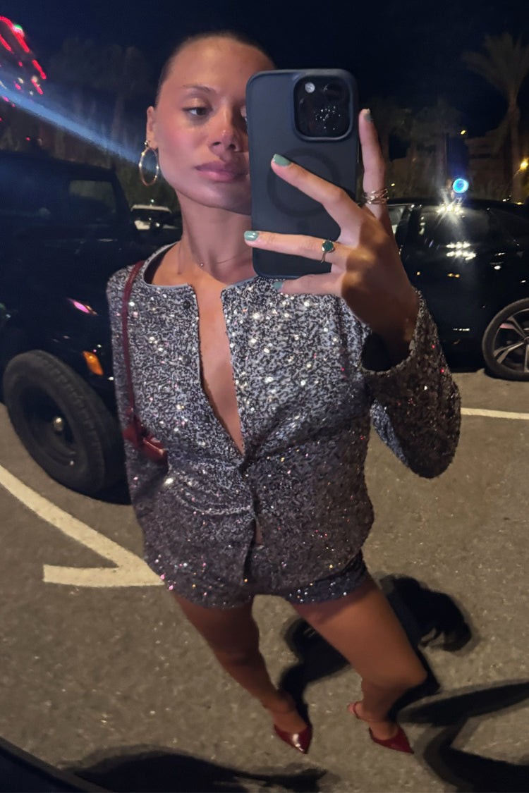 Gunmetal Alexa Sequin Cardigan view 4