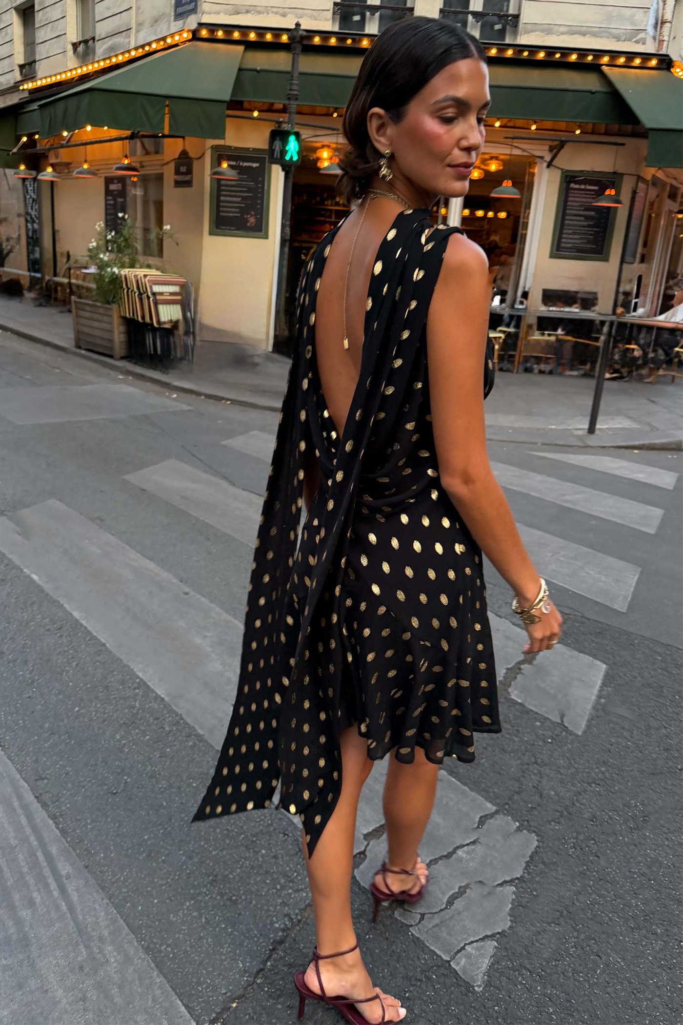 Black Mini Sophie Dress with Gold Fleck view 3